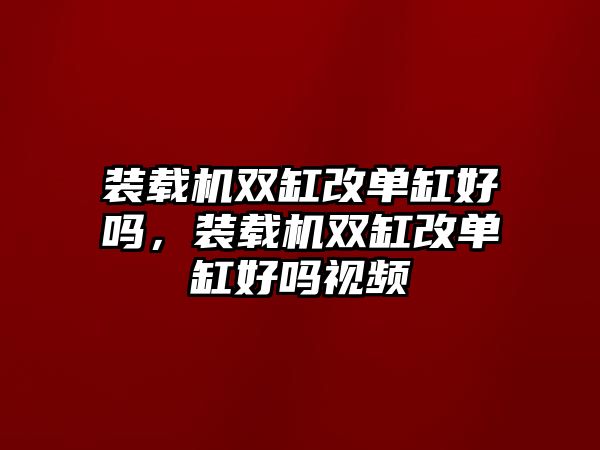 裝載機雙缸改單缸好嗎，裝載機雙缸改單缸好嗎視頻