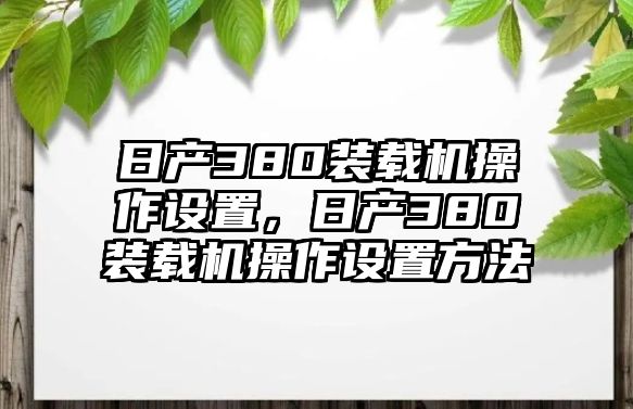 日產(chǎn)380裝載機(jī)操作設(shè)置，日產(chǎn)380裝載機(jī)操作設(shè)置方法