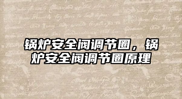 鍋爐安全閥調節圈，鍋爐安全閥調節圈原理