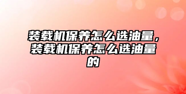 裝載機保養怎么選油量，裝載機保養怎么選油量的