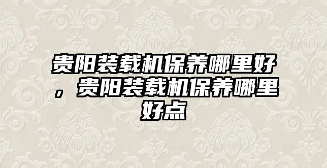 貴陽裝載機(jī)保養(yǎng)哪里好，貴陽裝載機(jī)保養(yǎng)哪里好點(diǎn)