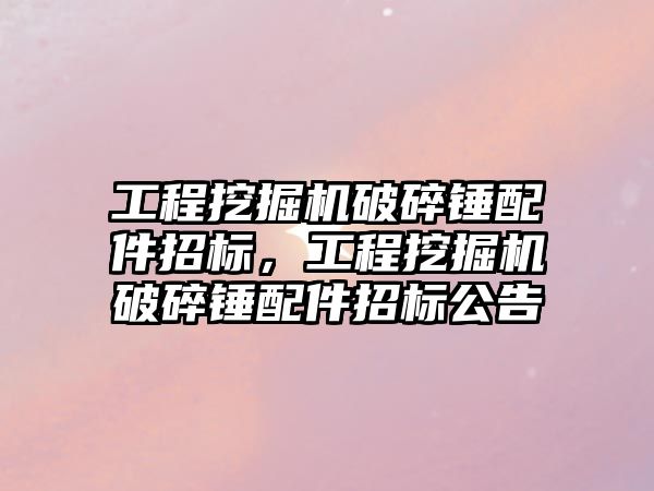 工程挖掘機破碎錘配件招標，工程挖掘機破碎錘配件招標公告