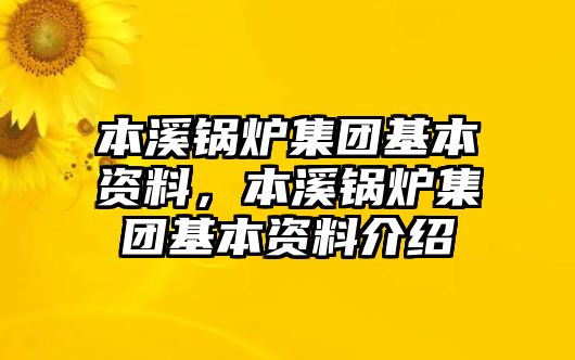 本溪鍋爐集團(tuán)基本資料，本溪鍋爐集團(tuán)基本資料介紹