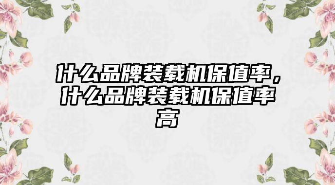 什么品牌裝載機保值率，什么品牌裝載機保值率高