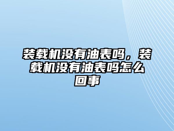 裝載機沒有油表嗎，裝載機沒有油表嗎怎么回事