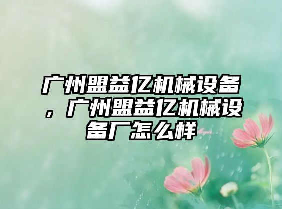 廣州盟益億機械設(shè)備，廣州盟益億機械設(shè)備廠怎么樣