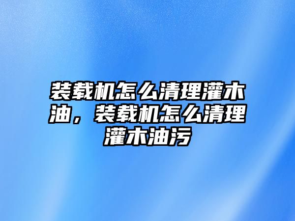 裝載機怎么清理灌木油，裝載機怎么清理灌木油污