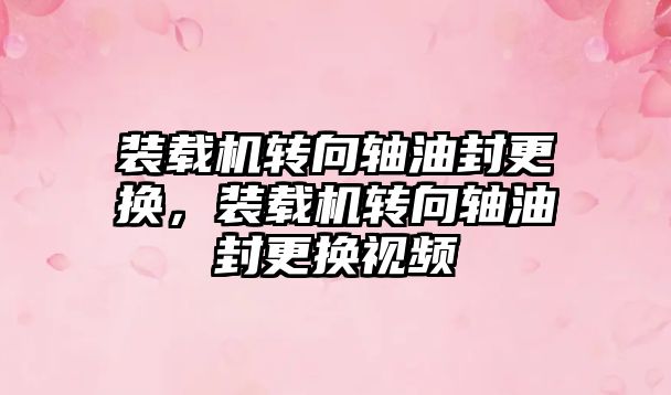 裝載機轉向軸油封更換，裝載機轉向軸油封更換視頻