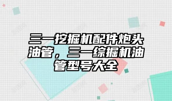 三一挖掘機配件炮頭油管，三一綜掘機油管型號大全