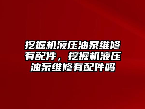 挖掘機液壓油泵維修有配件，挖掘機液壓油泵維修有配件嗎