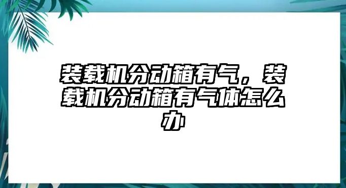 裝載機分動箱有氣，裝載機分動箱有氣體怎么辦