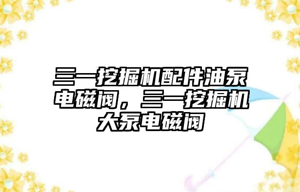 三一挖掘機配件油泵電磁閥，三一挖掘機大泵電磁閥