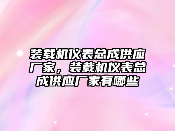 裝載機儀表總成供應廠家，裝載機儀表總成供應廠家有哪些