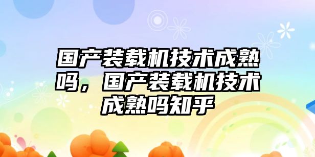 國產裝載機技術成熟嗎，國產裝載機技術成熟嗎知乎