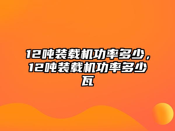 12噸裝載機功率多少，12噸裝載機功率多少瓦