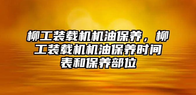 柳工裝載機機油保養(yǎng)，柳工裝載機機油保養(yǎng)時間表和保養(yǎng)部位