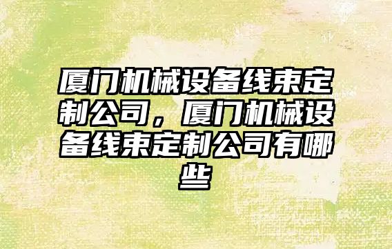 廈門機械設備線束定制公司，廈門機械設備線束定制公司有哪些