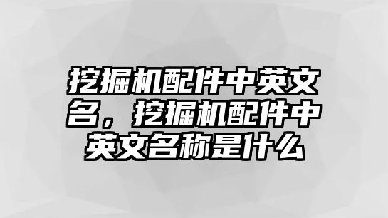 挖掘機配件中英文名，挖掘機配件中英文名稱是什么