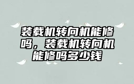 裝載機轉向機能修嗎，裝載機轉向機能修嗎多少錢