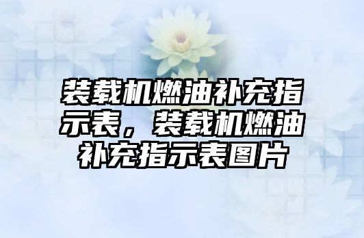 裝載機燃油補充指示表，裝載機燃油補充指示表圖片