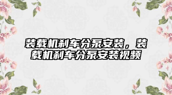 裝載機剎車分泵安裝，裝載機剎車分泵安裝視頻