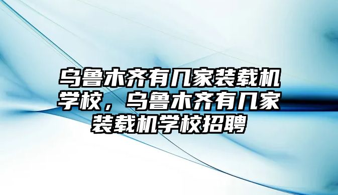 烏魯木齊有幾家裝載機學(xué)校，烏魯木齊有幾家裝載機學(xué)校招聘