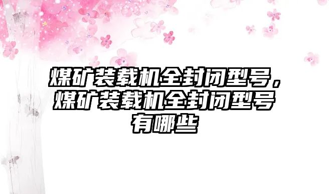 煤礦裝載機全封閉型號，煤礦裝載機全封閉型號有哪些