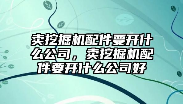 賣挖掘機配件要開什么公司，賣挖掘機配件要開什么公司好