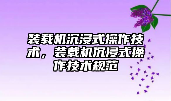 裝載機沉浸式操作技術，裝載機沉浸式操作技術規范