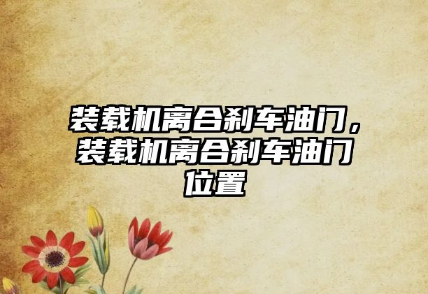 裝載機離合剎車油門，裝載機離合剎車油門位置