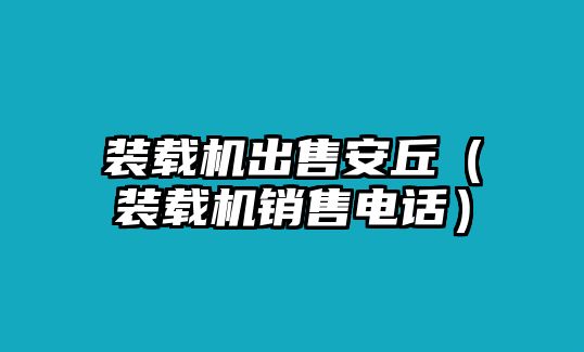 裝載機(jī)出售安丘（裝載機(jī)銷售電話）