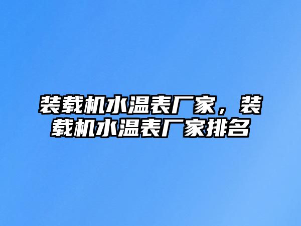 裝載機水溫表廠家，裝載機水溫表廠家排名