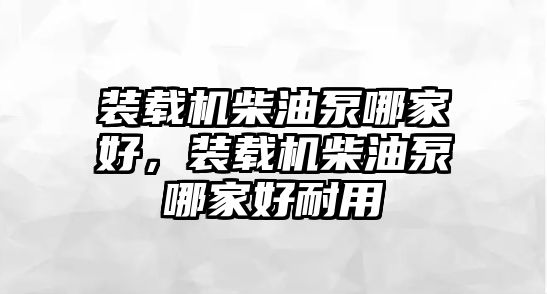 裝載機柴油泵哪家好，裝載機柴油泵哪家好耐用