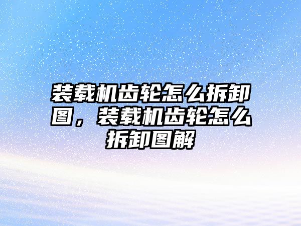 裝載機齒輪怎么拆卸圖，裝載機齒輪怎么拆卸圖解