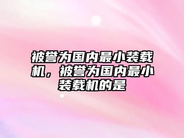 被譽為國內最小裝載機，被譽為國內最小裝載機的是