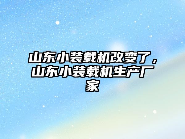 山東小裝載機改變了，山東小裝載機生產廠家