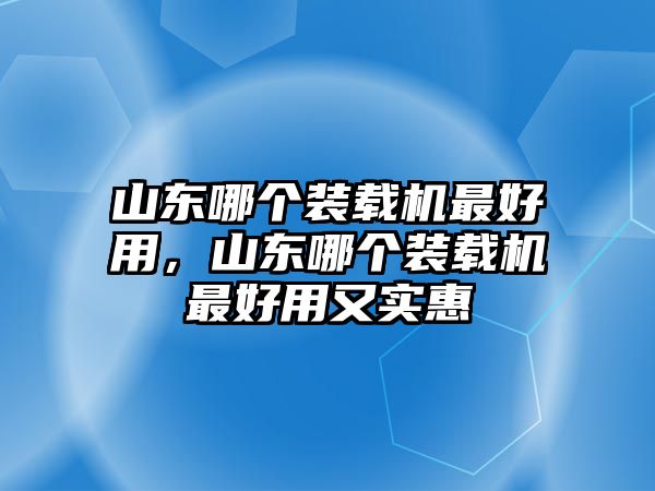 山東哪個裝載機最好用，山東哪個裝載機最好用又實惠