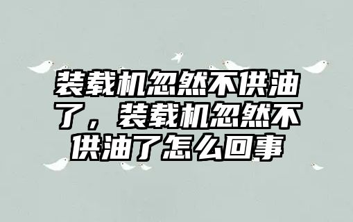 裝載機忽然不供油了，裝載機忽然不供油了怎么回事