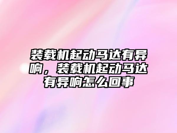 裝載機起動馬達有異響，裝載機起動馬達有異響怎么回事