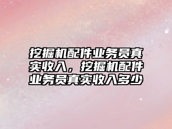 挖掘機配件業務員真實收入，挖掘機配件業務員真實收入多少