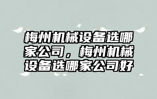 梅州機械設備選哪家公司，梅州機械設備選哪家公司好