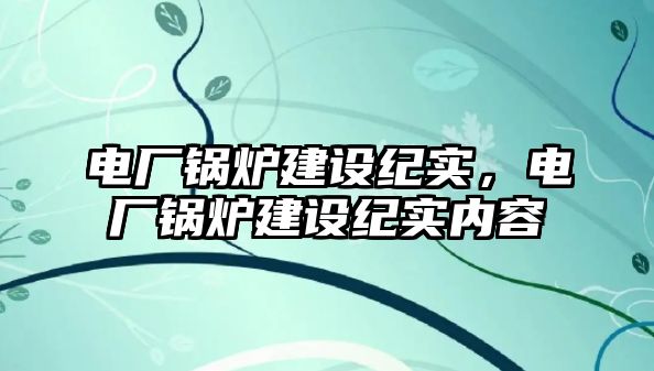 電廠鍋爐建設紀實，電廠鍋爐建設紀實內容