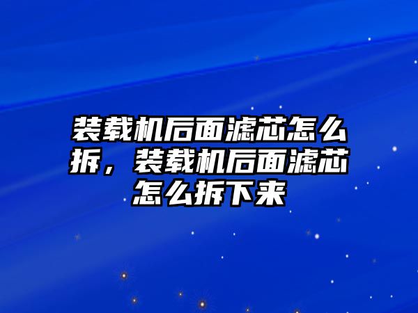 裝載機(jī)后面濾芯怎么拆，裝載機(jī)后面濾芯怎么拆下來