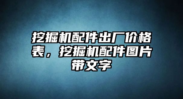 挖掘機配件出廠價格表，挖掘機配件圖片帶文字