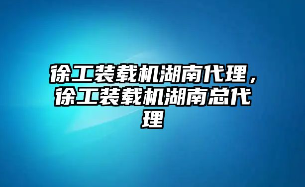 徐工裝載機湖南代理，徐工裝載機湖南總代理