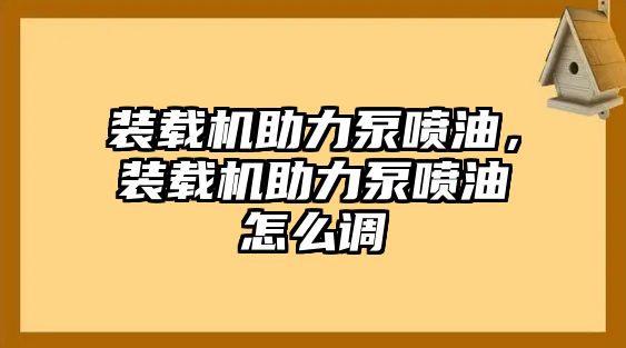 裝載機助力泵噴油，裝載機助力泵噴油怎么調