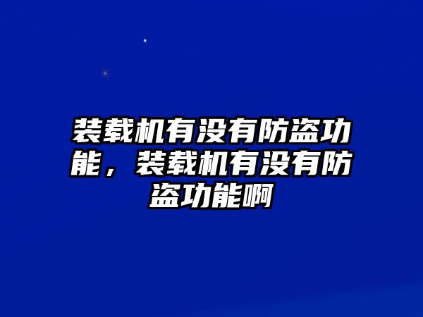 裝載機(jī)有沒有防盜功能，裝載機(jī)有沒有防盜功能啊