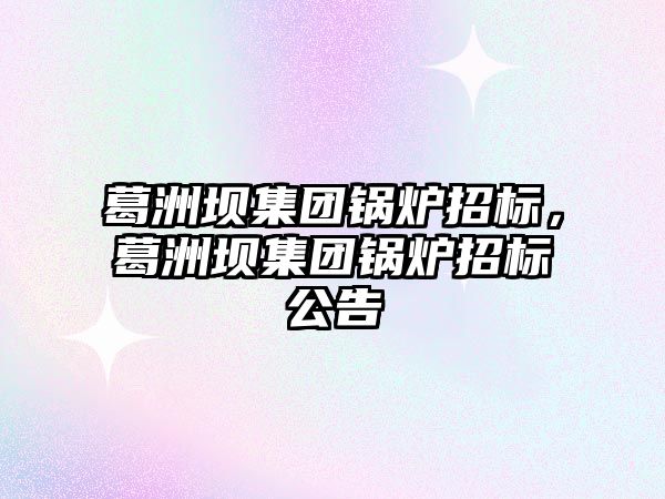 葛洲壩集團鍋爐招標，葛洲壩集團鍋爐招標公告