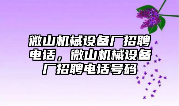 微山機械設備廠招聘電話，微山機械設備廠招聘電話號碼