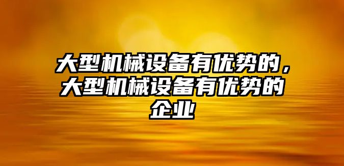 大型機械設備有優勢的，大型機械設備有優勢的企業